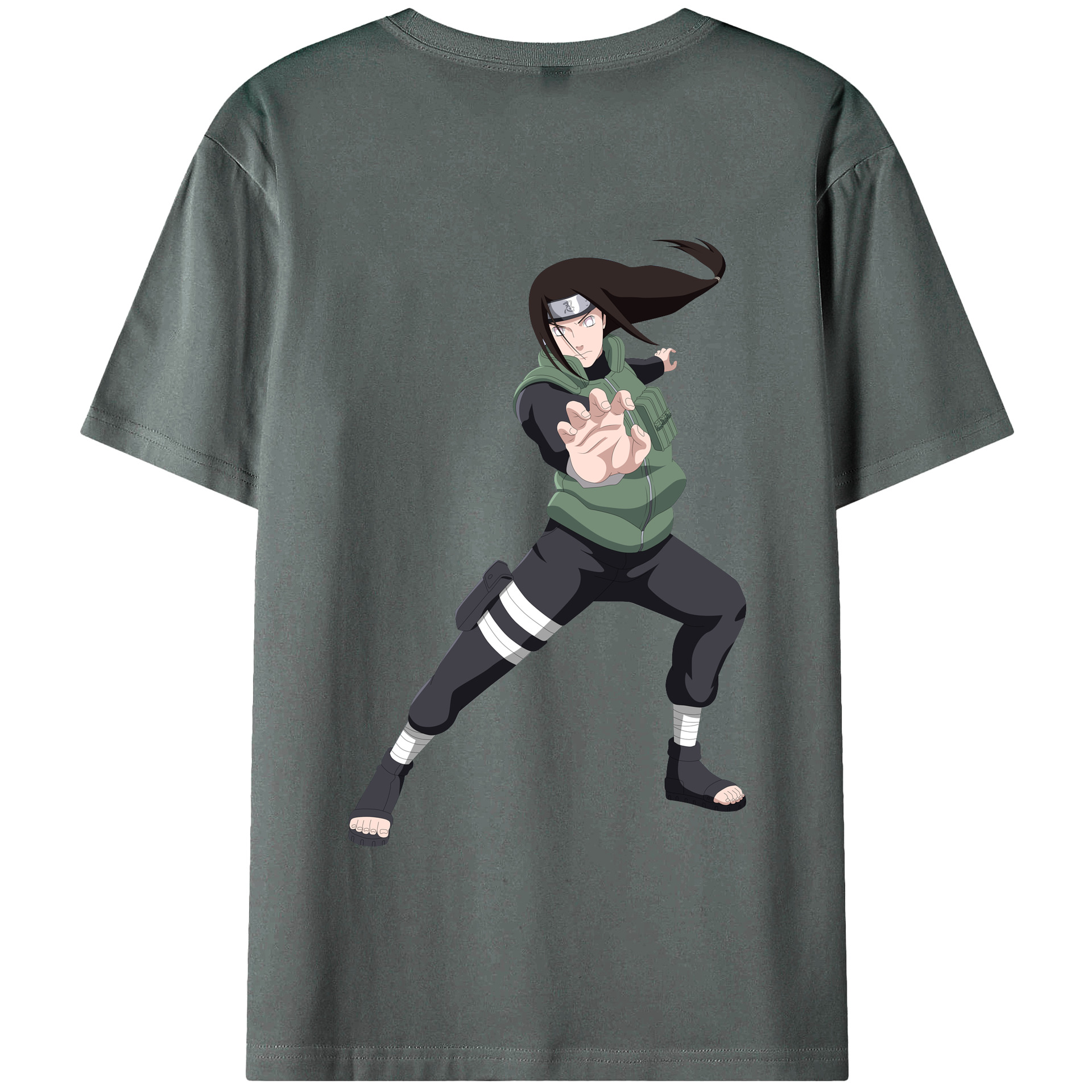 （画像用） NARUTO -ナルト- 日向ネジ Hyūga Neji 綿100％半袖Tシャツ（背面プリント）